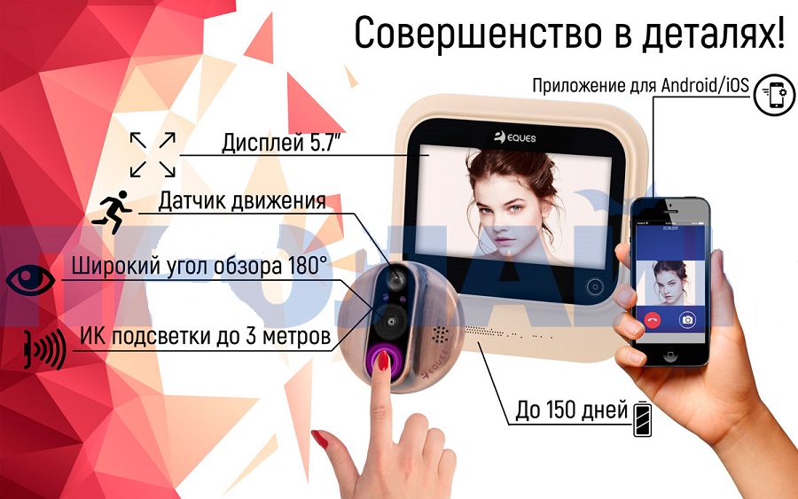 IP видеоглазок для входной двери, камера видеоглазок IP